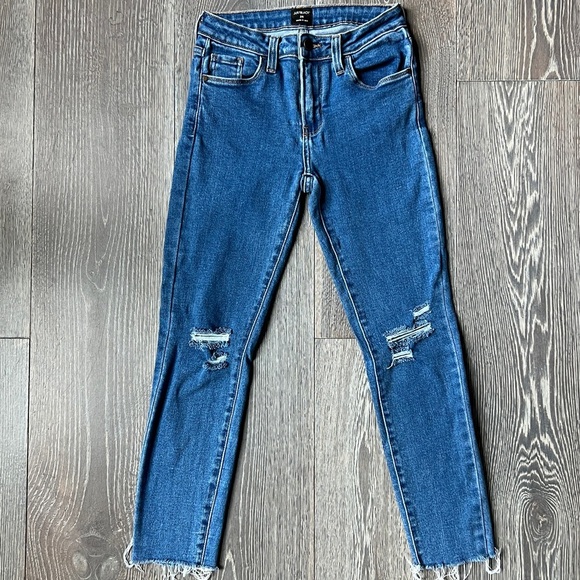 Just Black Brand distressed Knee Raw Hem Blue Jeans. Size 25 - Picture 1 of 9